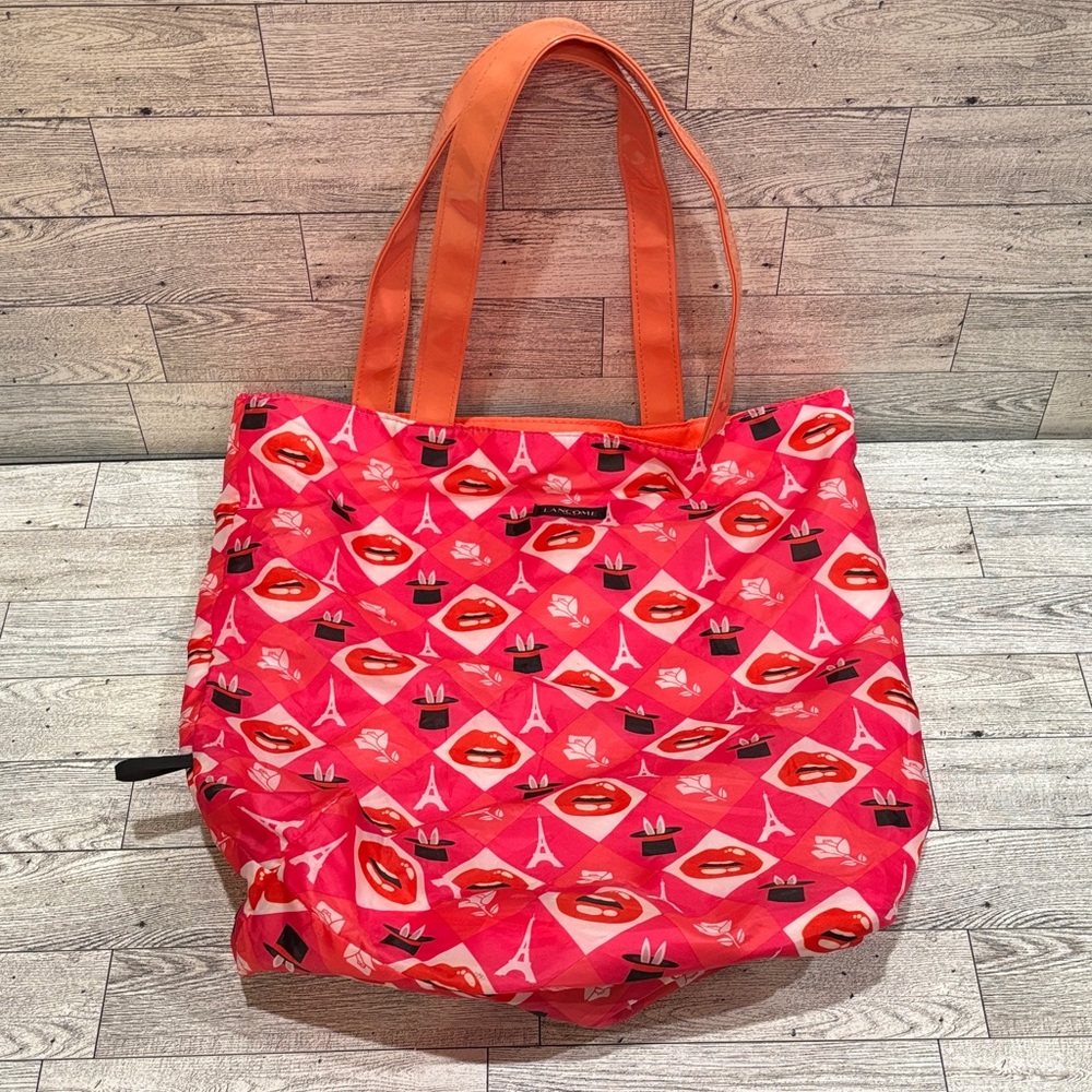Lancôme Red Tote with Lip and Eiffel Tower Print